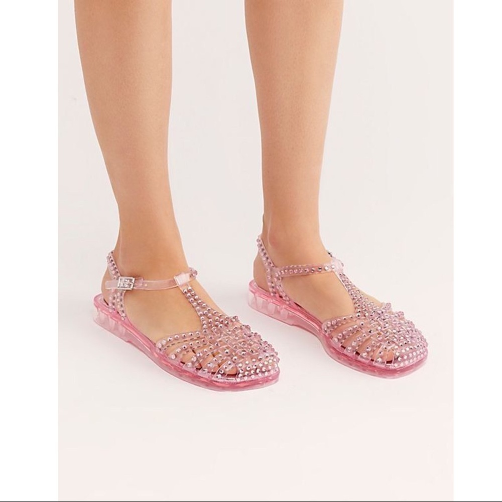 Jeffrey Campbell Pink Time Travel Jelly Sandals - Picture 2 of 8